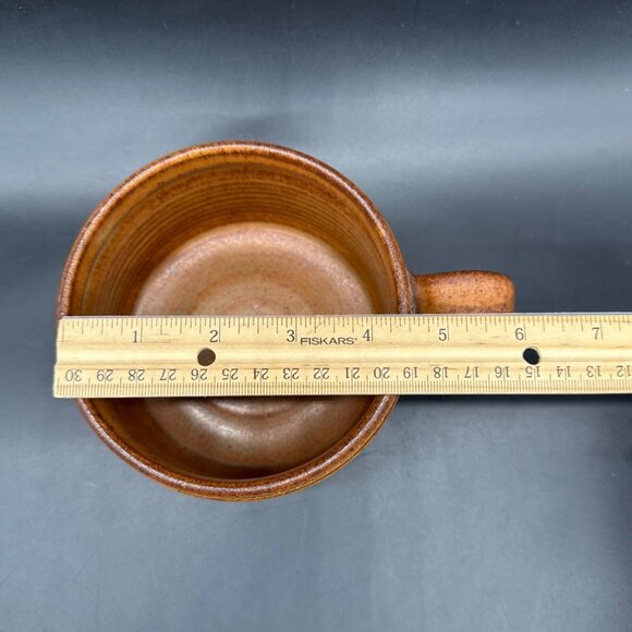 Vintage Oversized Soup Mug Artist Signed 1985 Art Pottery Geometric Brown Bowl - Picture 12 of 12